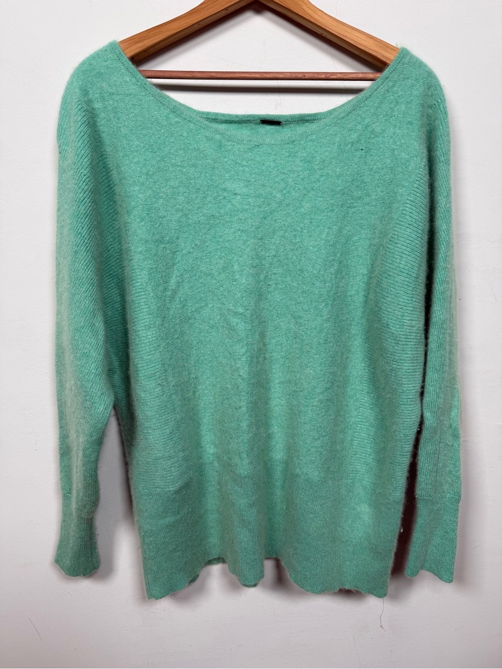 Free People Mint Green Cashmere Silk Scoop Neck Knit Sweater Luxury Slouchy